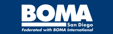 BOMA San Diego logo with the text "Federated with BOMA International" on a blue background—trusted by local roofing contractor professionals.